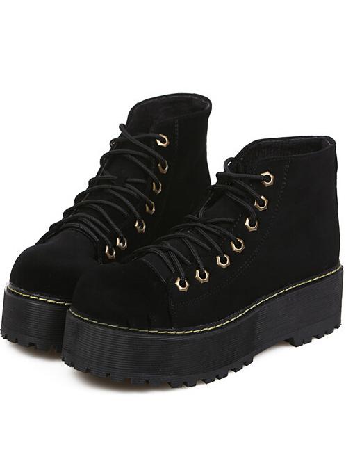 Shein Black Thick-soled Suede Boots