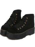 Shein Black Thick-soled Suede Boots