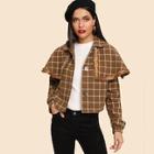 Shein Button Up Short Plaid Coat