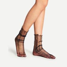 Shein Vertical Bar Pattern Slouch Mesh Socks
