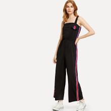 Shein Striped Tape Side Pinafore Jumpsuit