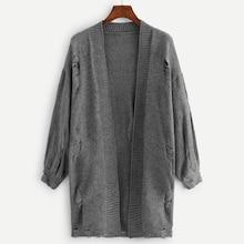 Shein Open Front Ripped Longline Cardigan
