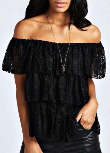 Rosewe Vogue Off The Shoulder Summer T Shirt Black