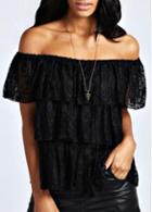 Rosewe Vogue Off The Shoulder Summer T Shirt Black
