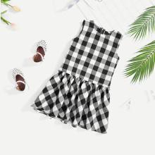 Shein Girls Drop Waist Gingham Dress