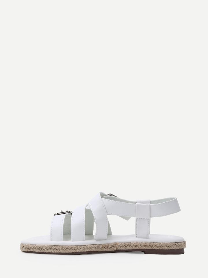 Shein White Open Toe Espadrille Sandals