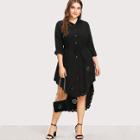 Shein Plus Laser Cut Out Scallop Edge High Low Shirt Dress