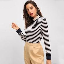 Shein Striped Ringer Neck Tee