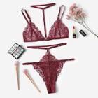 Shein Scalloped Trim Harness Detail Lingerie Set With Choker