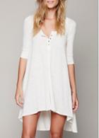 Rosewe White Half Sleeve High Low T Shirt Dress
