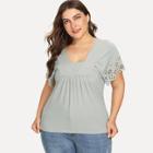 Shein Plus Pleat Detail Laser Cut Smock Top