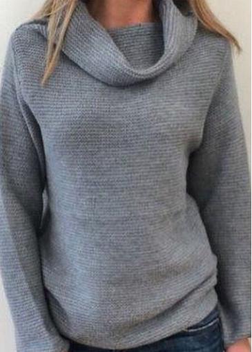 Rosewe Long Sleeve Turtleneck Loose Grey Sweater