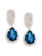 Shein Blue Rhinestone Encrusted Drop Earrings