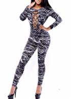 Rosewe Catching Round Neck Long Sleeve Hollowed Jumpsuit For Lady