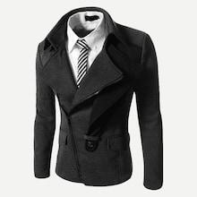 Shein Men Oblique Zipper Skinny Coat