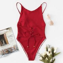 Shein Low Back Lace-up Swimsuit