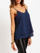 Shein Navy Spaghetti Strap Chiffon Cami Top