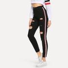 Shein Striped Side Ripped Jeans