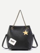 Shein Star Patch Pu Shoulder Bag With Chain