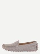 Shein Faux Leather Eyelet Loafers - Grey