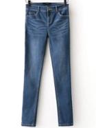 Shein Blue Button Fly Skinny Jeans