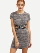 Shein Grey Letters Print Cutout Cap Sleeve Dress