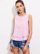Shein Buttoned Keyhole Back Two Layered Striped Tank Top