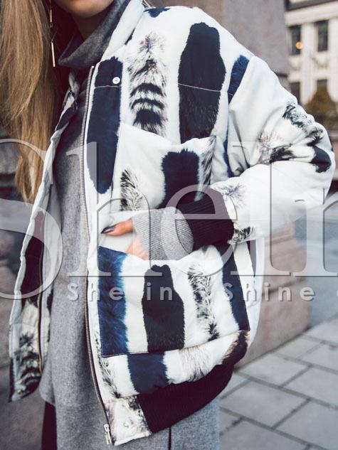 Shein Long Sleeve Zipper Pocket Thicken Jacket