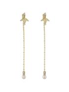 Shein Gold Color Fake Pearl Long  Earrings