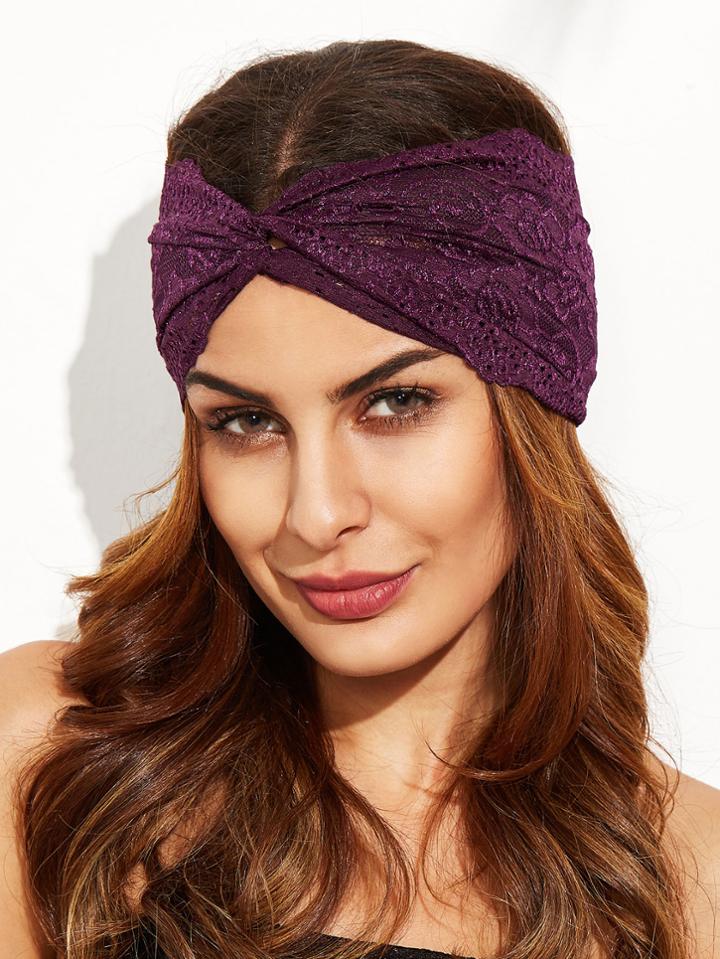 Shein Dark Purple Twist Lace Headband