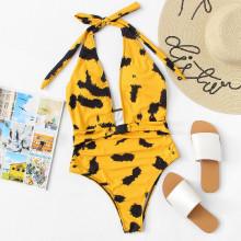 Shein V Plunge Halter Swimsuit