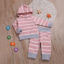 Shein Toddler Girls Striped Hoodie With Pants