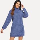Shein Roll Neck Solid Knit Dress