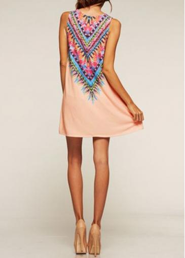 Rosewe Sleeveless Round Neck Printed Shift Dress