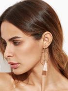 Shein Gold Circle Hollow Out Tassel Drop Earrings