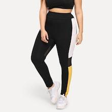 Shein Plus Mesh Insert Colorblock Leggings