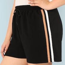 Shein Plus Drawstring Waist Striped Side Shorts