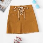 Shein Lace Up Dual Pocket Skirt