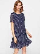 Shein Pleated Hem Mixed Stripe Dress