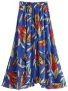 Shein Feather Print Chiffon Skirt With Elastic Waist