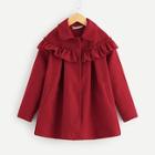 Shein Girls Ruffle Trim Solid Coat