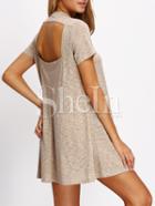 Shein Apricot Round Neck Cut Out Back Casual Dress