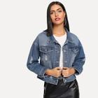 Shein Faded Wash Ripped Detail Jacket