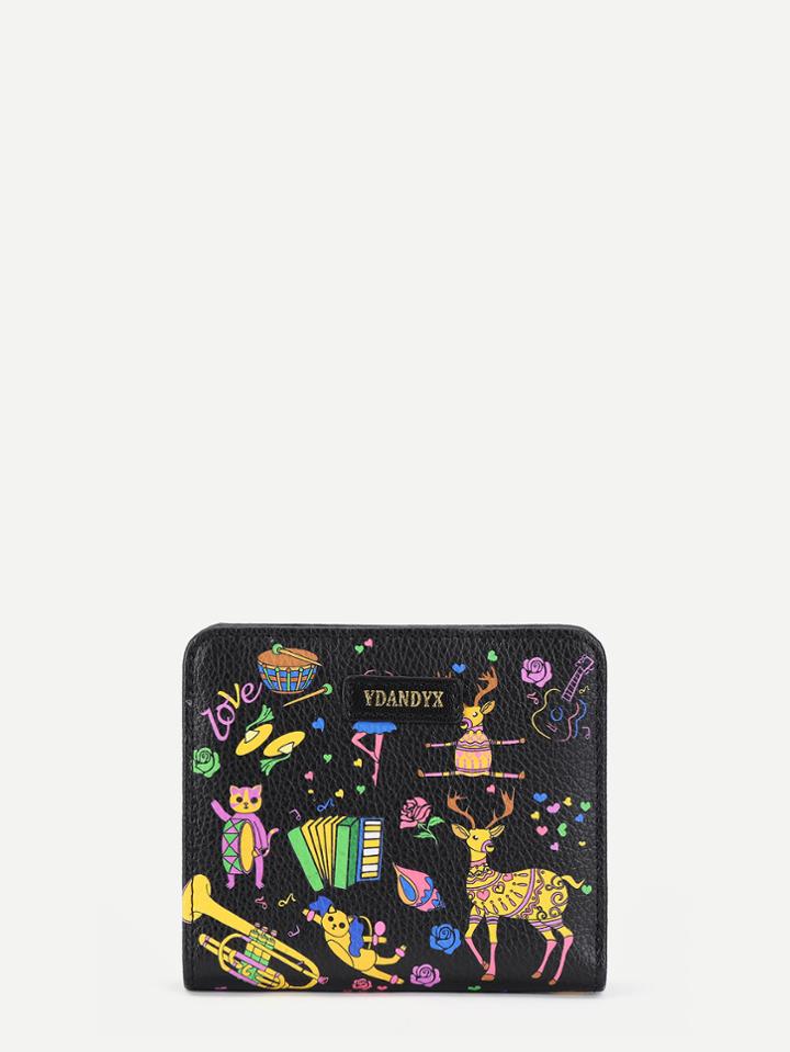 Shein Cartoon Print Pu Wallet