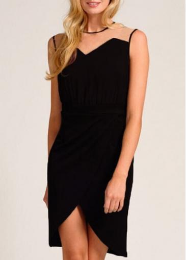 Rosewe Laconic Sleeveless Mesh Splicing Round Neck Sheath Dress