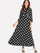 Shein Tie Neck Polka Dot Maxi Dress