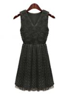 Rosewe Adorable Black V Neck Tank Dress With Rosette