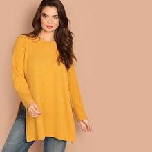 Shein Plus Split Side Rib Knit Tee