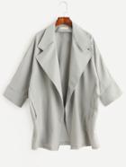 Shein Grey Cocoon Duster Coat With Pockets