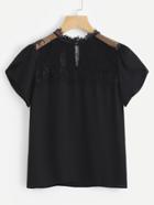 Shein Petal Sleeve Lace Panel Top
